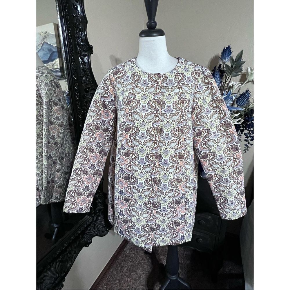 C. Wonder Jacquard Long Sleeve Tapestry Trench Coat Size 12
